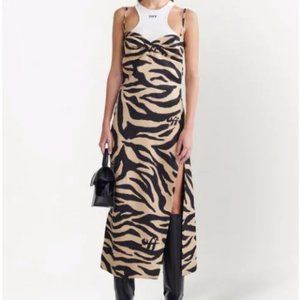 Off-White zebra print side -slit dress